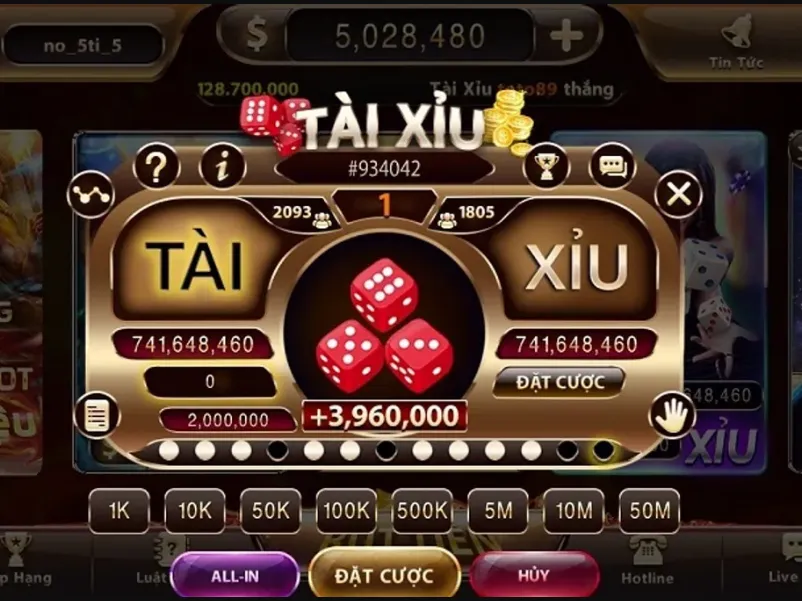 Bàn chơi đầy ấn tượng của game Tài Xỉu Kỳ Phùng Địch Thủ